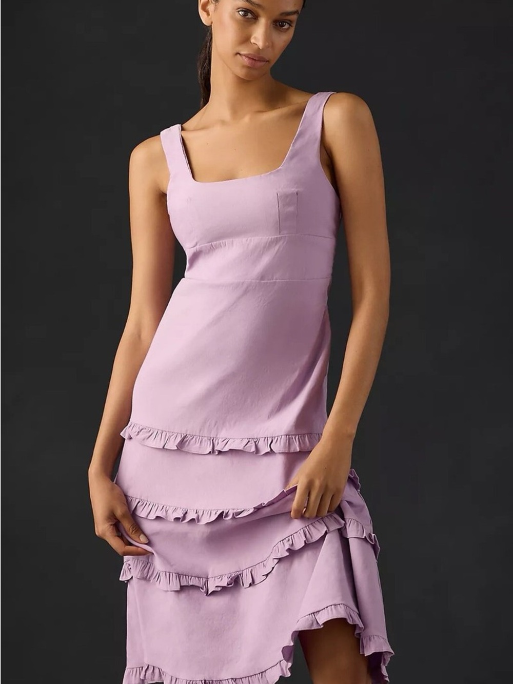 NWT Anthropologie Sleeveless Lavender Ruffle Tiered Dress